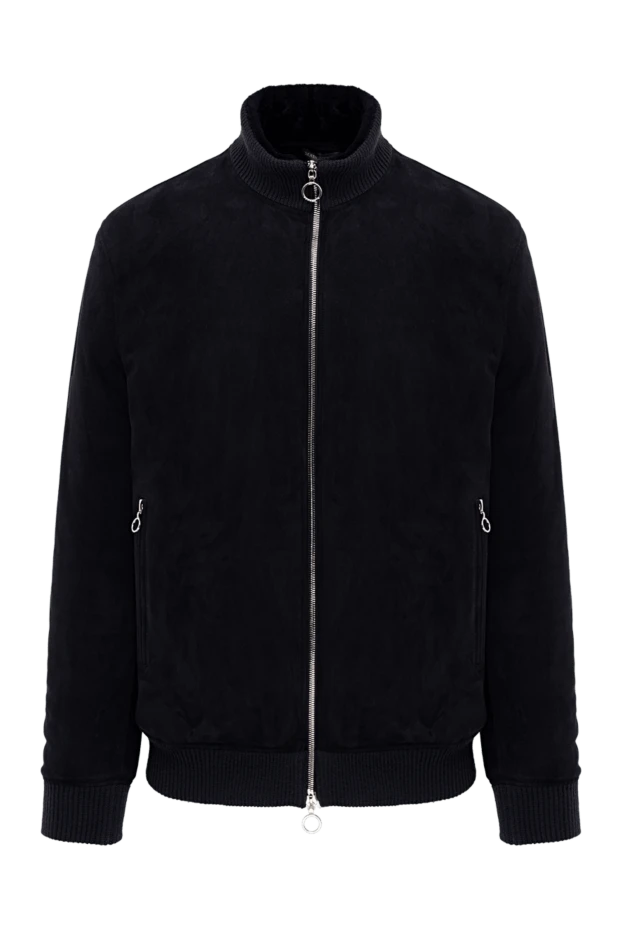 Men's blue jacket made of soft suede with warm fur lining
- photo 1