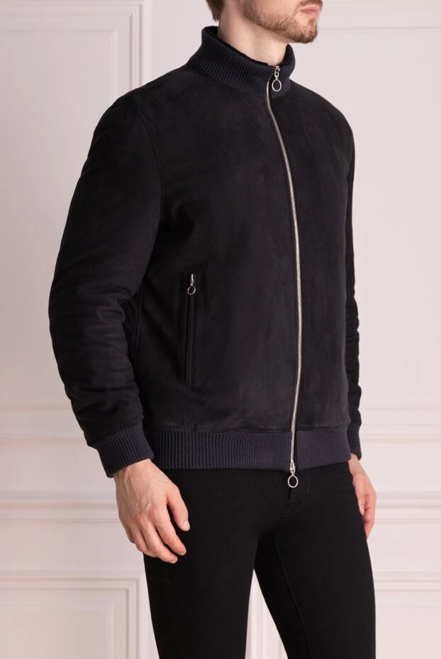 Seraphin men's blue jacket made of soft suede with warm fur lining
 174658 - photo 3