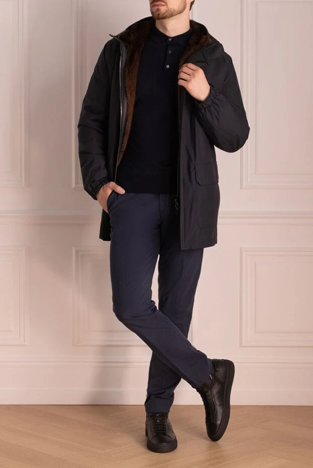 Seraphin куртка-парка на мехе норки с капюшоном синяя мужская 174661 - фото 2