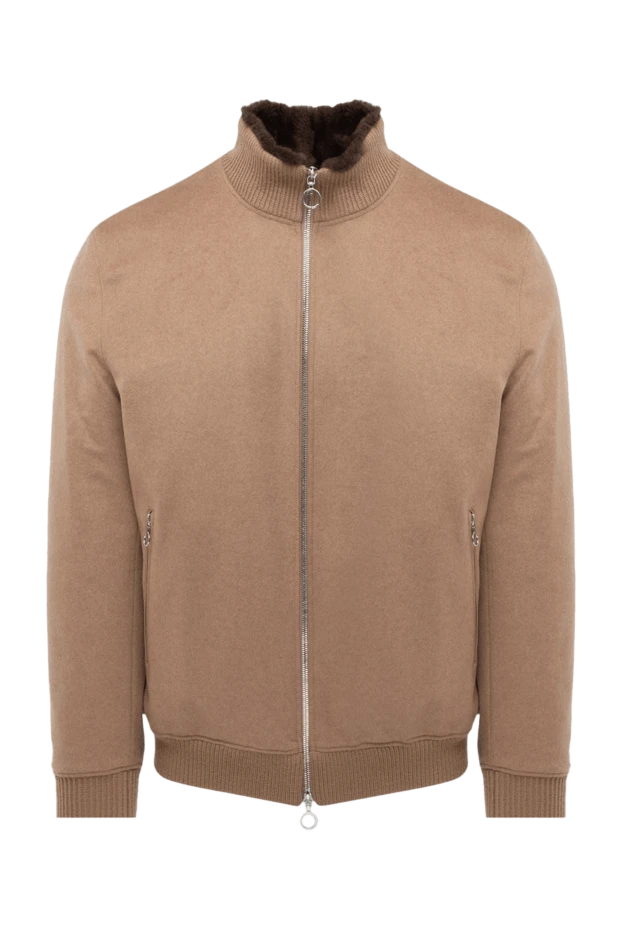 Brown cashmere jacket with mink fur men's - photo 1