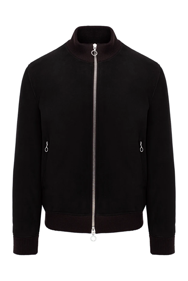 Дубленка из кожи коричневая мужская - фото 1