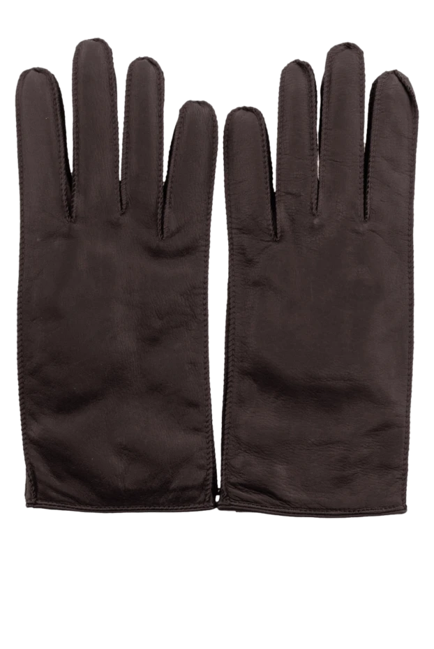 Gloves made of genuine leather brown men's - photo 1