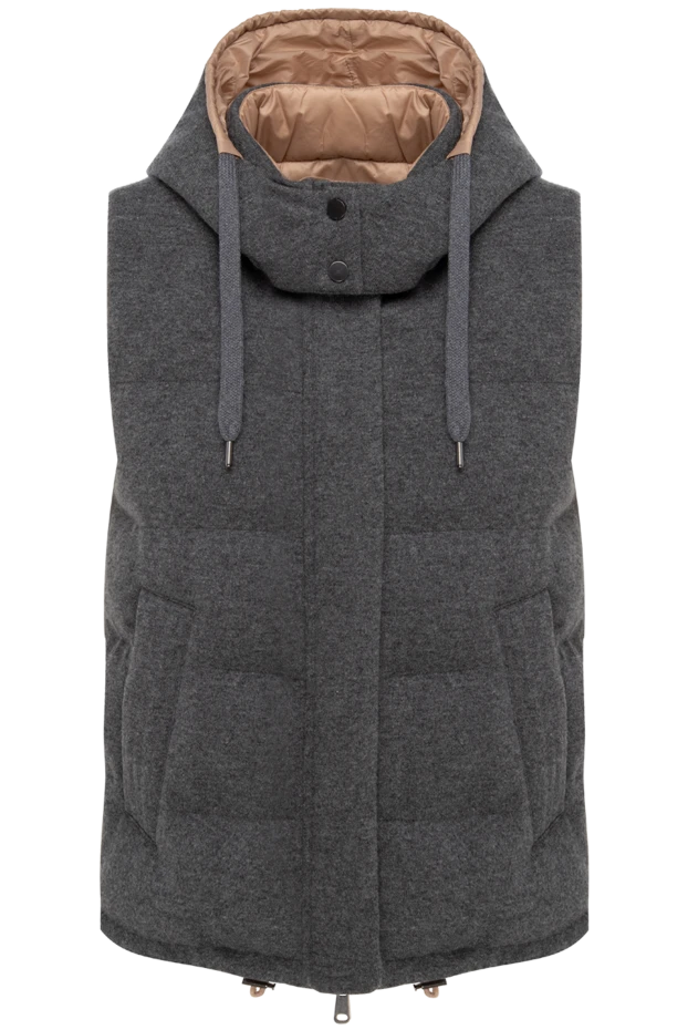 Cashmere and polyester vest gray for women - photo 1