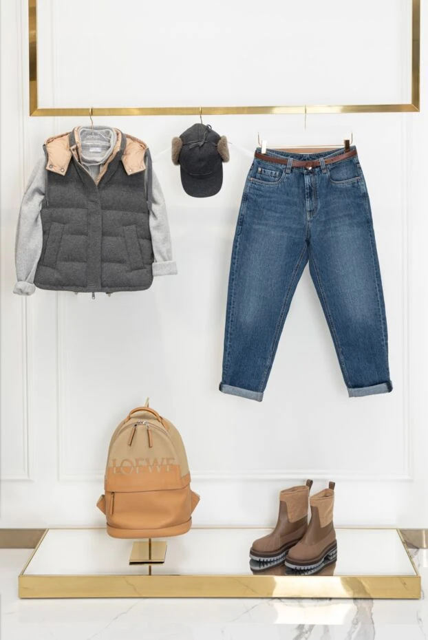 Cashmere and polyester vest gray for women - photo 2