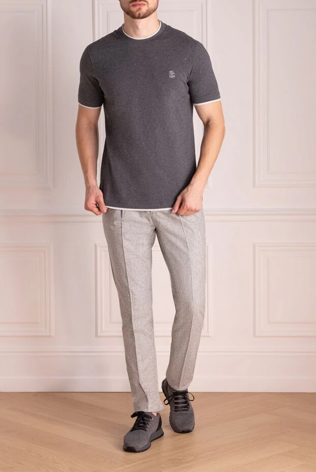 Brunello Cucinelli ерлерге арналған сұр жүннен жасалған шалбар 174762 - фото 2