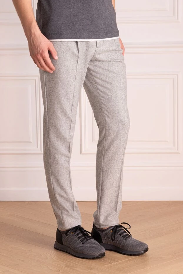 Brunello Cucinelli ерлерге арналған сұр жүннен жасалған шалбар 174762 - фото 3