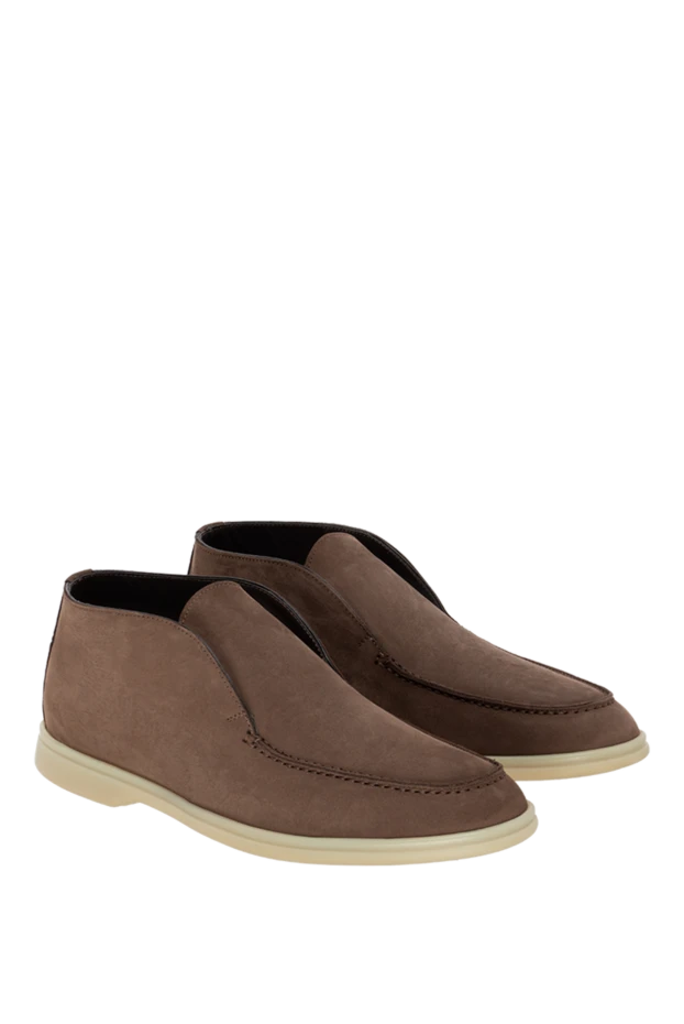 Cesare di Napoli  лоферы мужские из нубука коричневые 174784 - фото 3