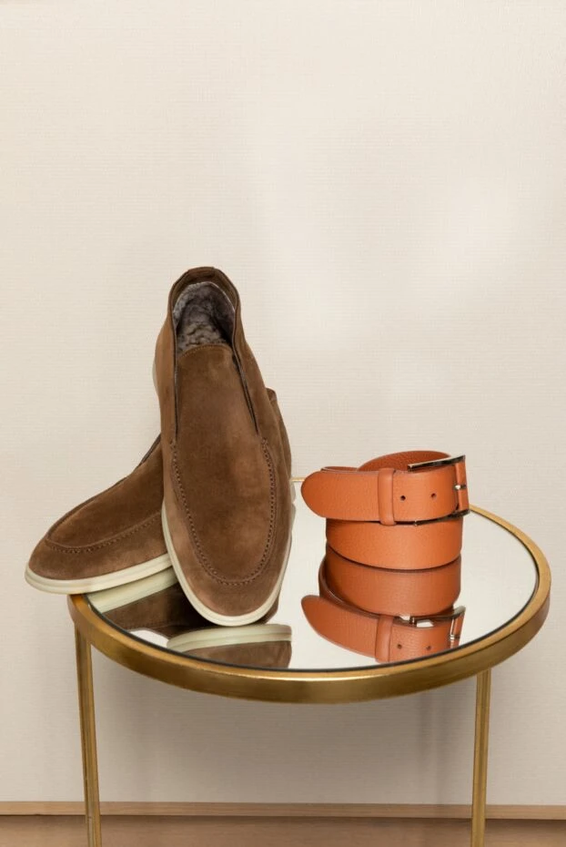 Cesare di Napoli комфортные лоферы из коричневого нубука с внутренним мехом 174785 - фото 2