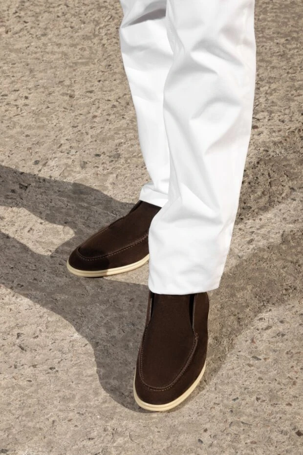 Мужские лоферы из темно- коричневого нубука с внутренним мехом
 - фото 2