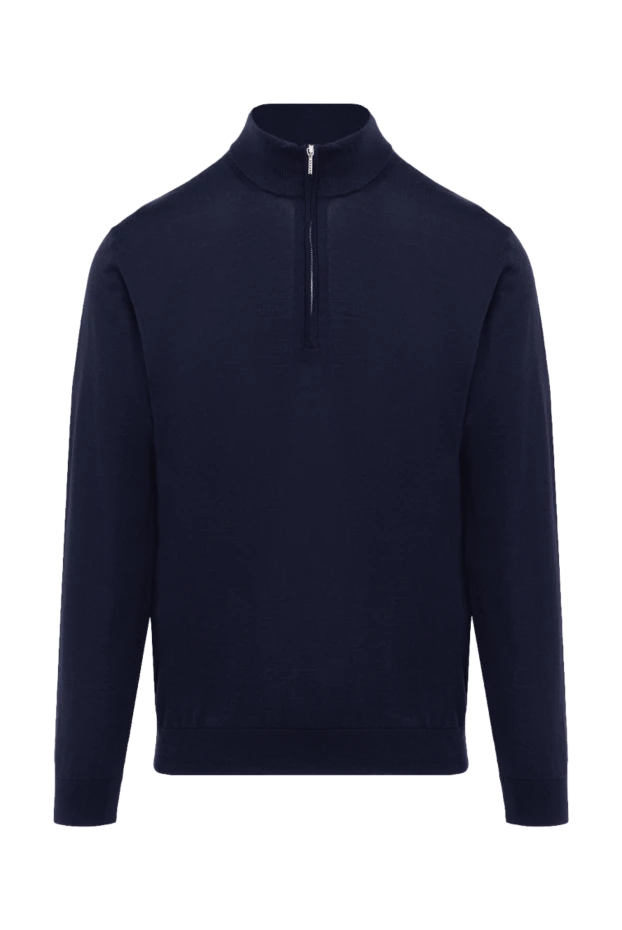 Cesare di Napoli man  men's cashmere and silk troyer blue купить с ценами и фото 174798 - photo 1