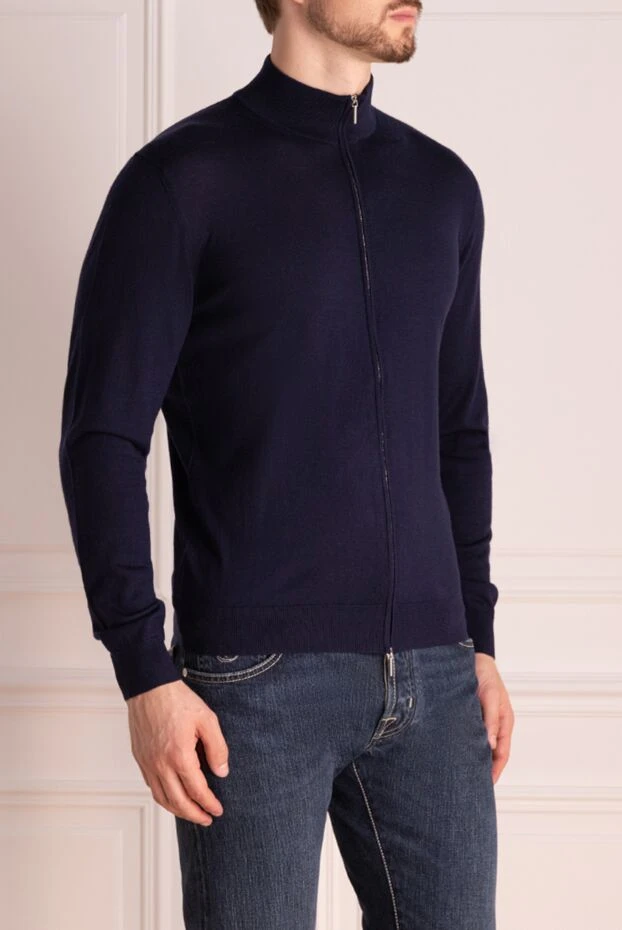 Cesare di Napoli кашемир және жібек кардиганы ерлер көк 174800 - фото 3
