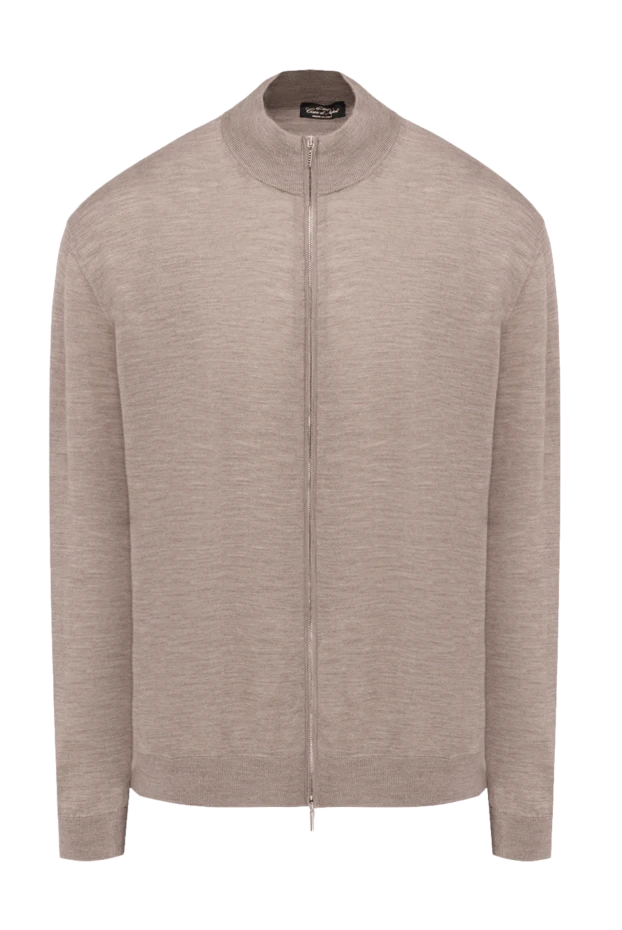 Cesare di Napoli man cashmere and silk cardigan for men, beige купить с ценами и фото 174801 - photo 1