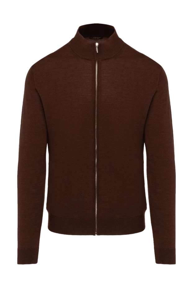 Cesare di Napoli man men's cashmere and silk cardigan brown купить с ценами и фото 174802 - photo 1