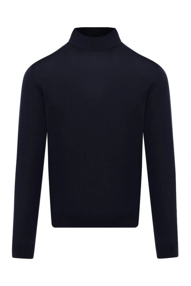 Cesare di Napoli man men's jumper with a high stand-up collar made of wool, blue купить с ценами и фото 174807 - photo 1