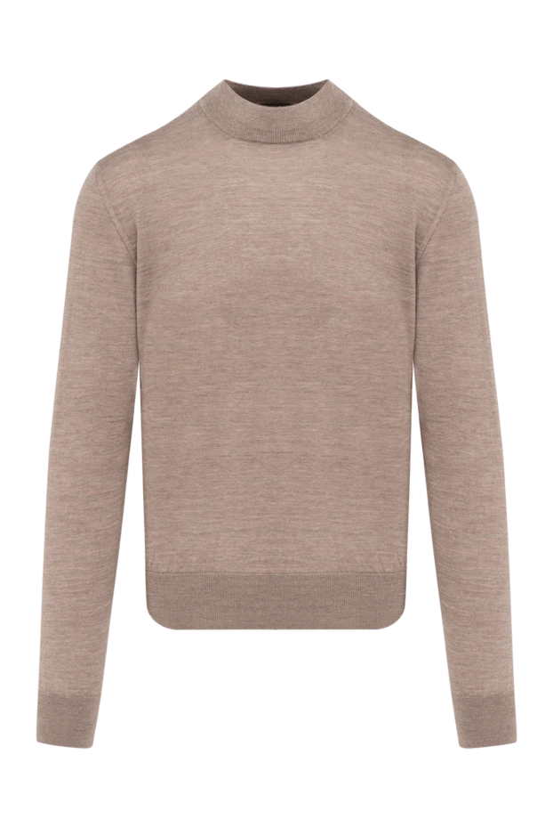 Cesare di Napoli man men's jumper with a high stand-up collar made of wool, beige купить с ценами и фото 174808 - photo 1