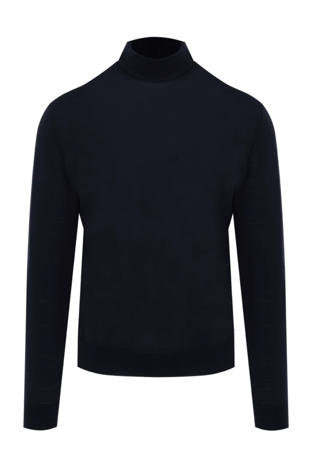 Cesare di Napoli man men's jumper with a high stand-up collar made of wool, blue купить с ценами и фото 174809 - photo 1