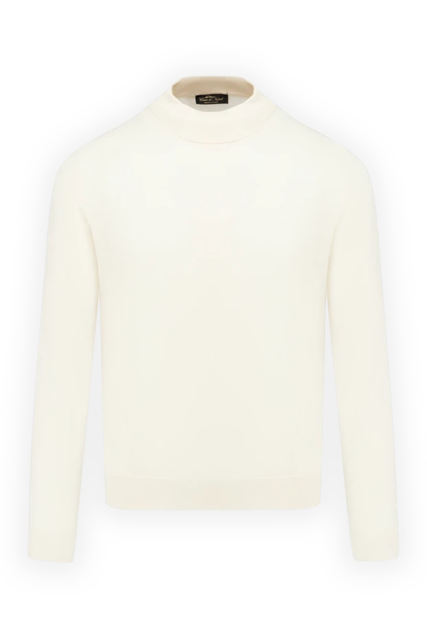 Cesare di Napoli man men's jumper with high stand-up collar made of wool white купить с ценами и фото 174814 - photo 1