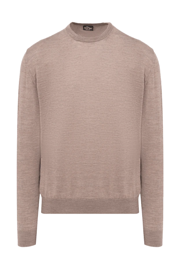 Cesare di Napoli man long sleeve wool jumper for men, beige купить с ценами и фото 174820 - photo 1