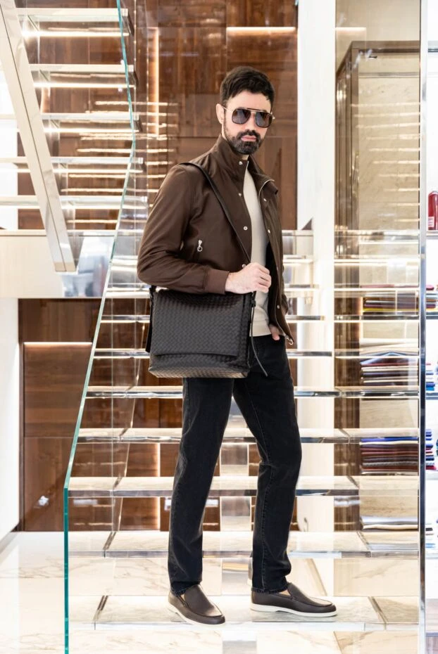 Ерлерге арналған ұзын жеңді жүннен жасалған жемпір, бежевый - фото 2