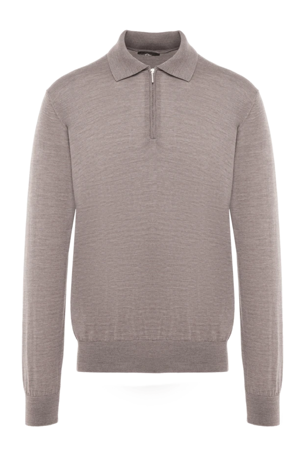 Cesare di Napoli man men's beige wool long sleeve polo купить с ценами и фото 174825 - photo 1