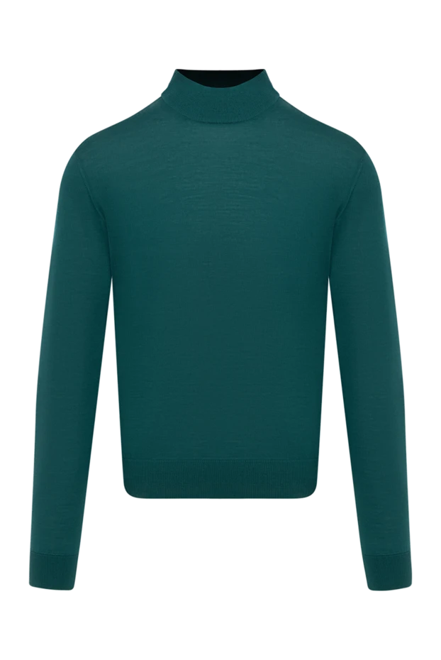 Cesare di Napoli man men's jumper with a high stand-up collar made of wool green купить с ценами и фото 174827 - photo 1