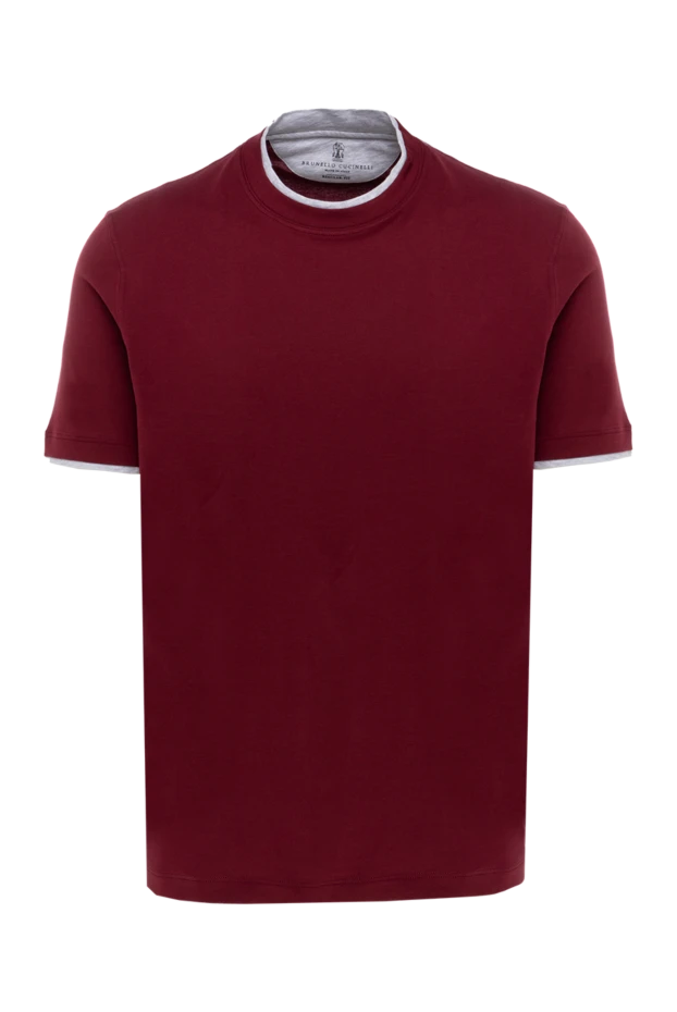 Brunello Cucinelli футболка из хлопка мужская бордовая 174853 - фото 1