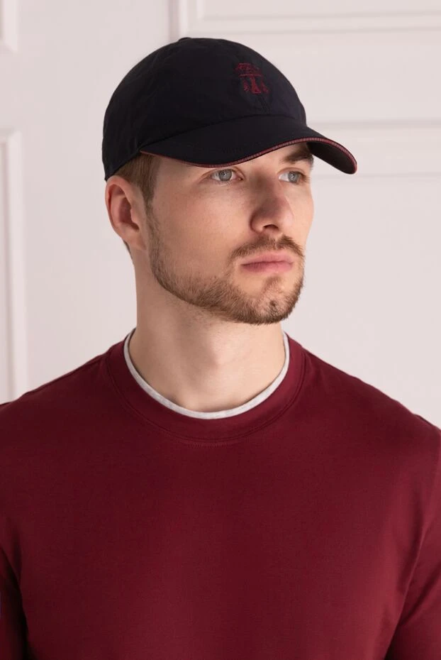 Brunello Cucinelli кепка из полиэстера и полиамида синяя мужская 174858 - фото 2