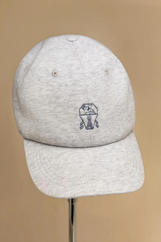 Brunello Cucinelli ерлерге арналған сұр мақта қалпақ 174862 - фото 2