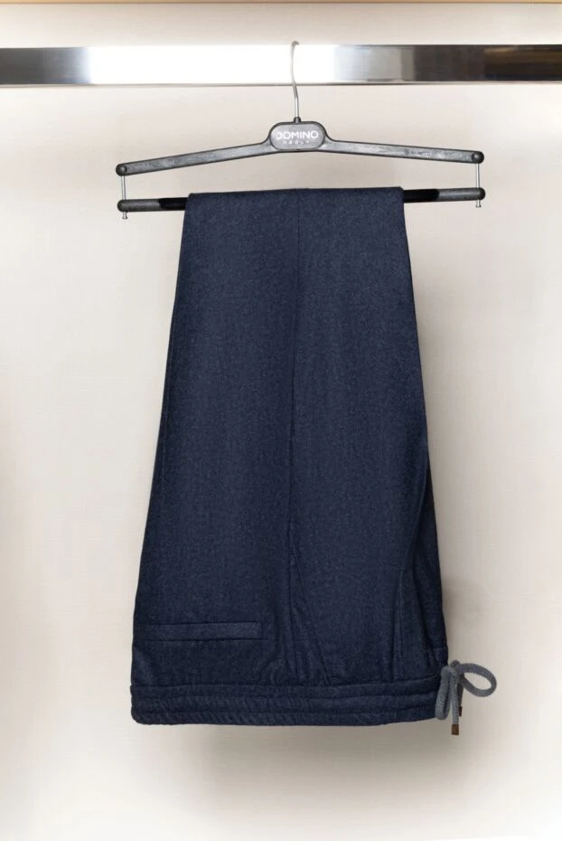 Brunello Cucinelli ерлерге арналған көк жүннен тігілген бүктемелі шалбар 174864 - фото 2