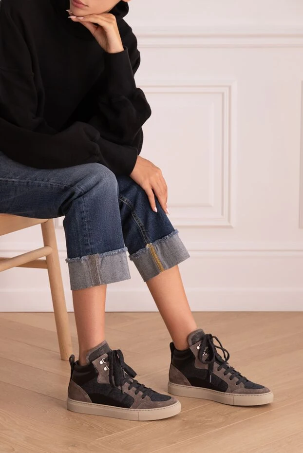 Brunello Cucinelli кроссовки-хайтопы коричневые женские 174867 - фото 3