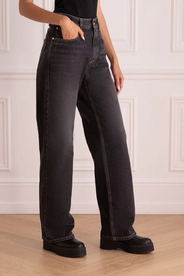 Brunello Cucinelli широкие серые джинсы с деликатной винтажной обработкой ткани 174873 - фото 3