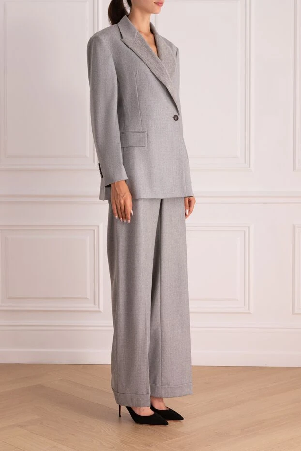 Brunello Cucinelli gray wool pantsuit for women 174874 - photo 3