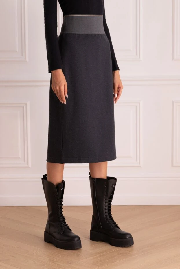 Brunello Cucinelli gray cotton skirt for women 174875 - photo 3