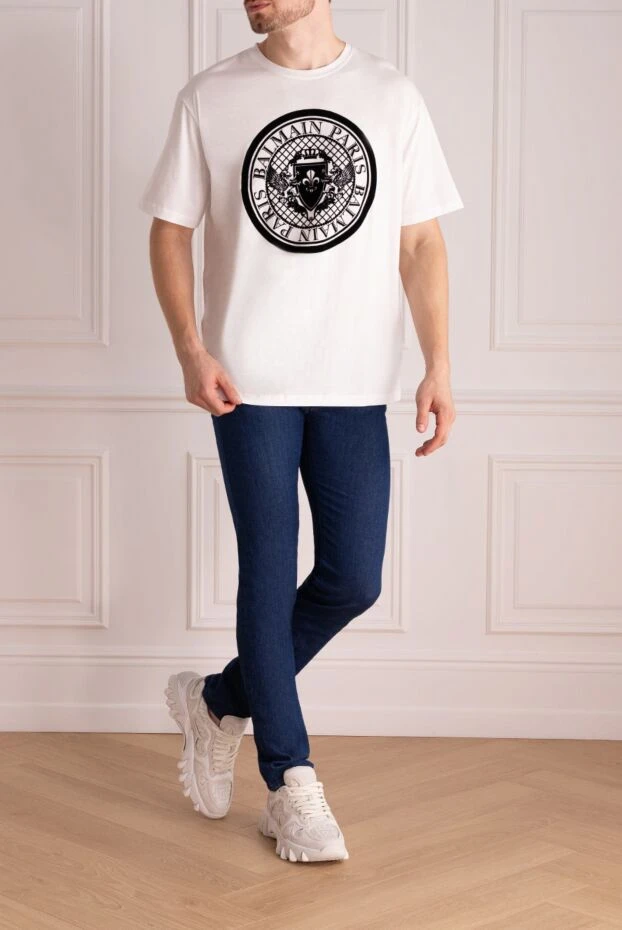 Balmain man white cotton t-shirt for men купить с ценами и фото 174880 - photo 2