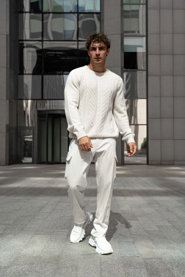  Кроссовки из замши и полиэстера белые мужские - фото 2