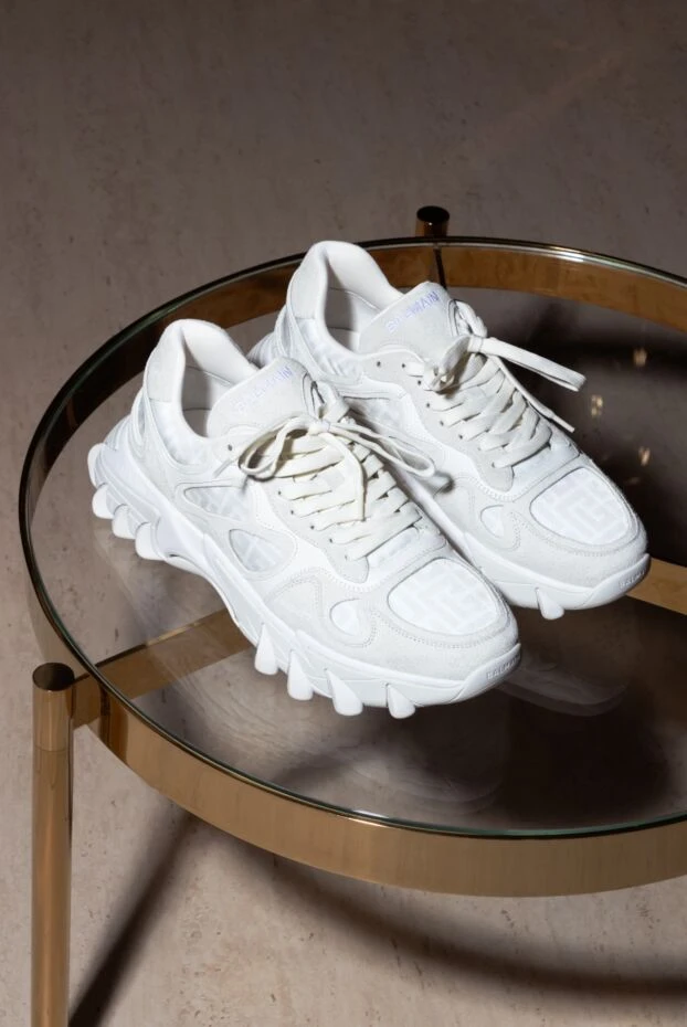 Balmain ерлерге арналған ақ күдері мен полиэфирден жасалған кроссовкалар 174885 - фото 3