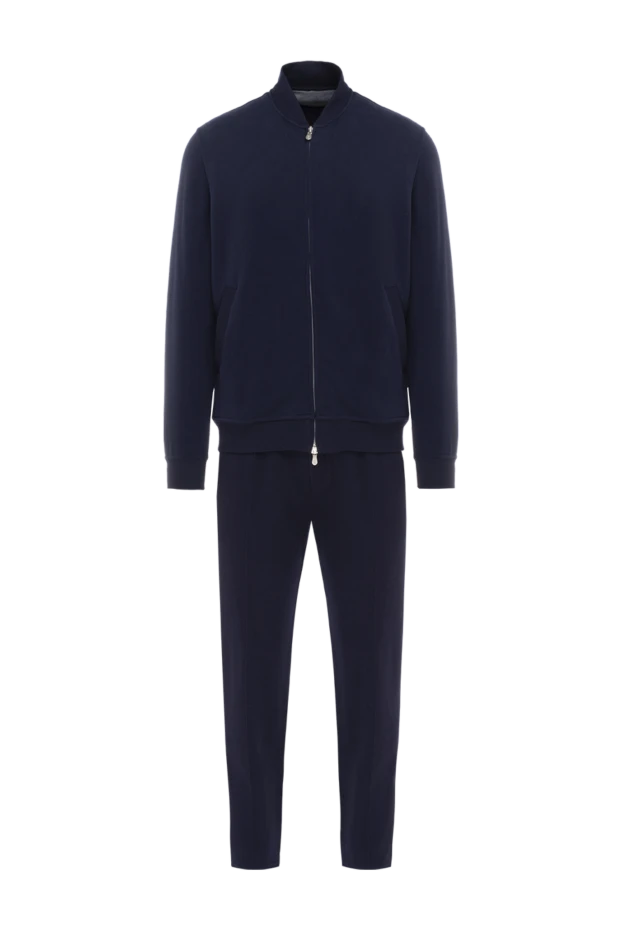 Dark blue cotton jersey suit with a stand-up collar
 - photo 1