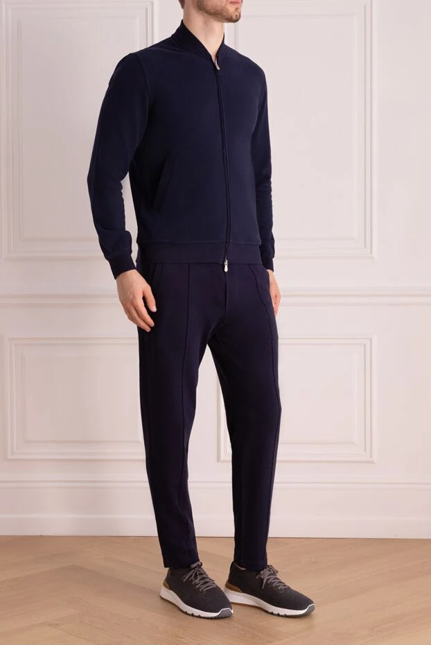 Brunello Cucinelli dark blue cotton jersey suit with a stand-up collar
 174930 - photo 3