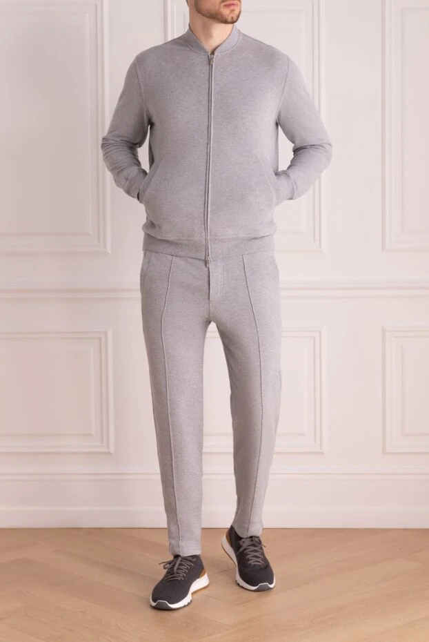 Light gray cotton jersey suit with a stand-up collar - photo 2