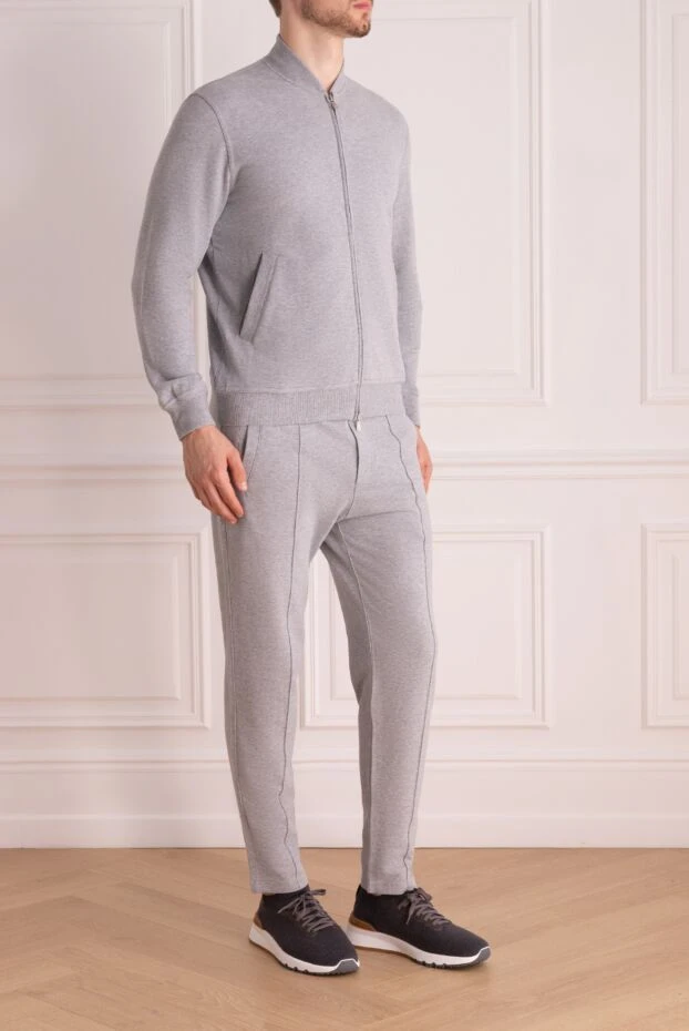 Brunello Cucinelli тік жағасы бар ашық сұр мақта трикотаж костюмі
 174931 - фото 3