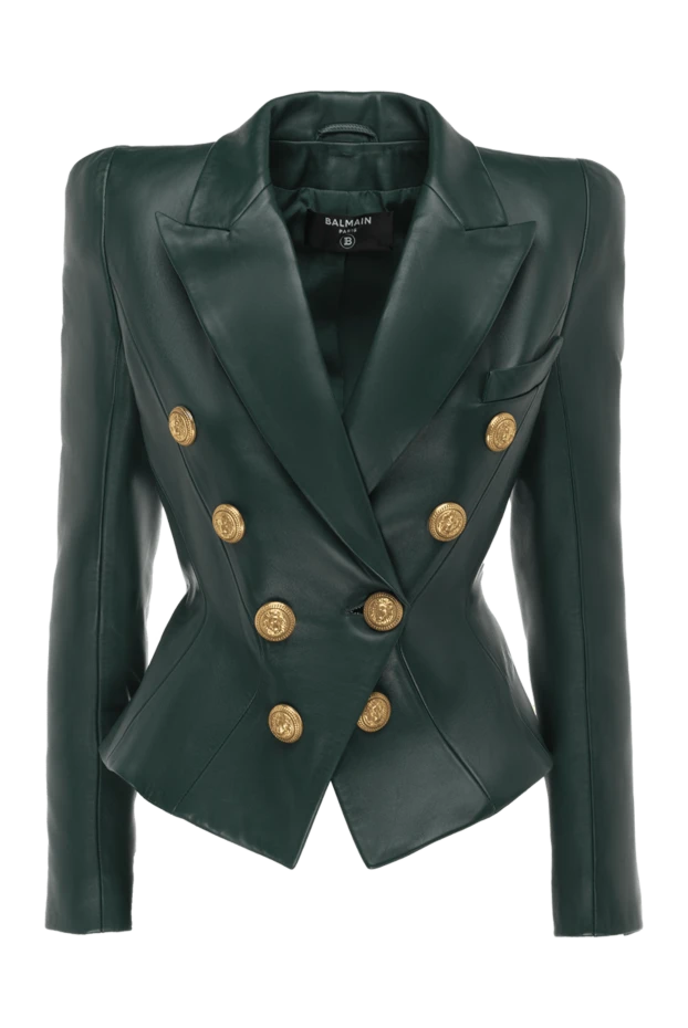 Balmain woman green leather jacket for women купить с ценами и фото 174934 - photo 1