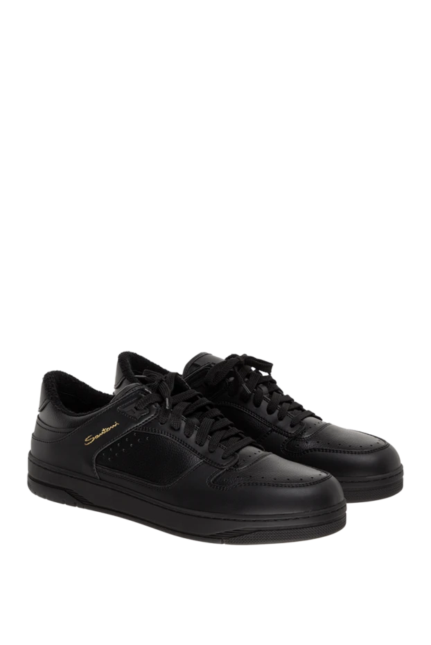 Santoni кроссовки мужские кожаные чёрные на шнуровке

 174946 - фото 3