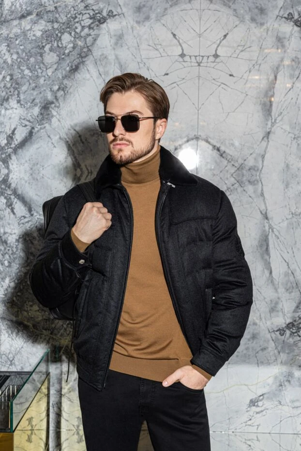 Гольф из кашемира и шерсти мужской коричневый - фото 2