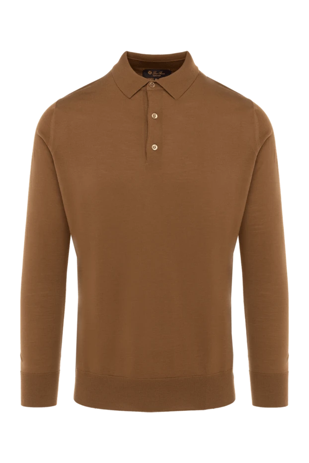 Loro Piana man men's long sleeve wool polo, brown купить с ценами и фото 174967 - photo 1