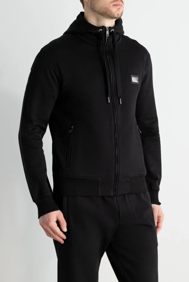 Dolce & Gabbana кофта спортивная из хлопка черная мужская 174976 - фото 3