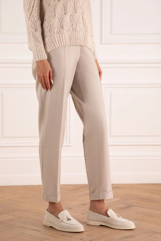 D.Exterior брюки бежевые с подворотами на эластичном поясе женские 175002 - фото 3