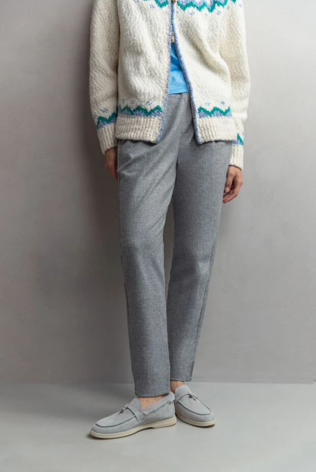 Брюки серые на эластичном поясе с кулиской женские - фото 2