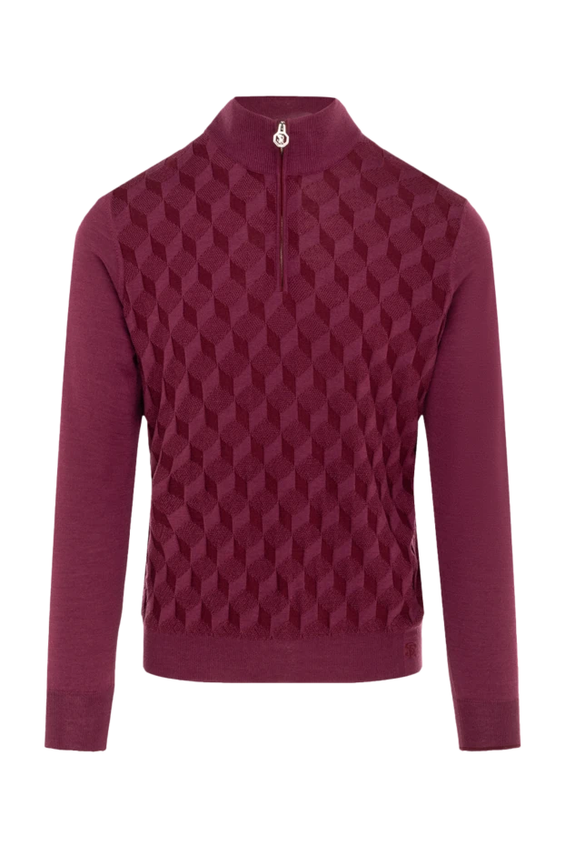 Геометриялық бедерлі өрнегі бар бургундия жүнінен жасалған тройер - фото 1