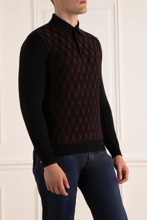 Stefano Ricci түймелері бар ұзын жеңді қоңыр ерлерге арналған поло жейдесі 175040 - фото 3