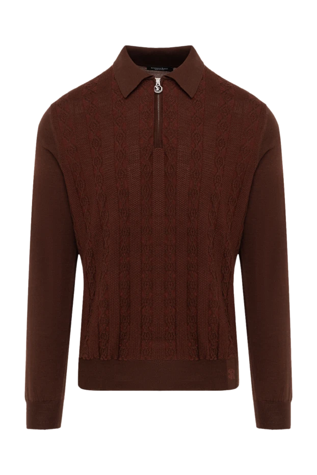 Stefano Ricci поло с длинным рукавом мужское коричневое с фактурным узором 175046 - фото 1